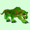 Hunched Green Striped Cat