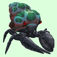 Onyx & Ruby Hermit Crab w/ Green-Spotted Teal Shell