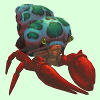 Red Hermit Crab w/ Green-Spotted Teal Shell