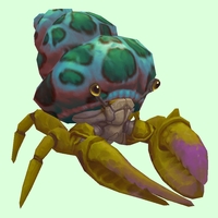 Green & Purple Hermit Crab w/ Green-Spotted Teal Shell