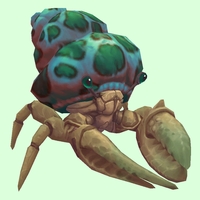 Ivory Hermit Crab w/ Green-Spotted Teal Shell