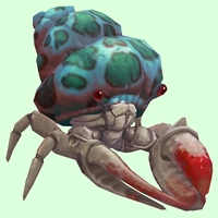 Red & White Hermit Crab w/ Green-Spotted Teal Shell