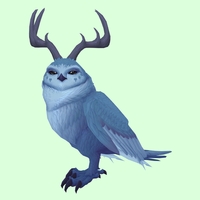 Blue Somnowl w/ Pronged Antlers, No Ears, No Brows, Medium Tail