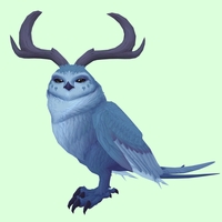 Blue Somnowl w/ Crescent Antlers, No Ears, No Brows, Long Tail