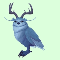 Blue Somnowl w/ Pronged Antlers, No Ears, Wide Brows, Stub-Tail