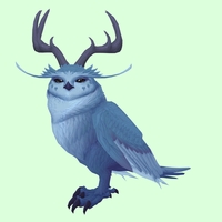 Blue Somnowl w/ Pronged Antlers, No Ears, Wide Brows, Medium Tail