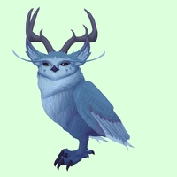 Blue Somnowl w/ Pronged Antlers, Large Ears, Wide Brows, Stub-Tail