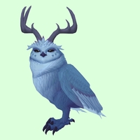 Blue Somnowl w/ Pronged Antlers, No Ears, Crested Brow, Stub-Tail
