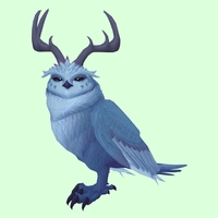 Blue Somnowl w/ Pronged Antlers, No Ears, Crested Brow, Medium Tail