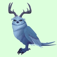 Blue Somnowl w/ Pronged Antlers, No Ears, Crested Brow, Long Tail
