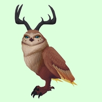 Brown Somnowl w/ Pronged Antlers, No Ears, No Brows, Stub-Tail