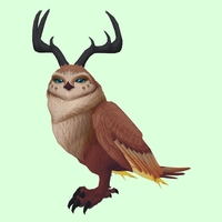 Brown Somnowl w/ Pronged Antlers, No Ears, No Brows, Medium Tail