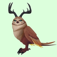 Brown Somnowl w/ Pronged Antlers, No Ears, No Brows, Long Tail