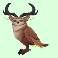 Brown Somnowl w/ Crescent Antlers, Large Ears, Wide Brows, Medium Tail