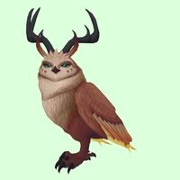 Brown Somnowl w/ Pronged Antlers, No Ears, Horned Brows, Stub-Tail