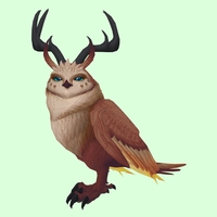 Brown Somnowl w/ Pronged Antlers, No Ears, Horned Brows, Medium Tail