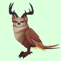 Brown Somnowl w/ Pronged Antlers, Medium Ears, Horned Brows, Long Tail