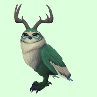 Green Somnowl w/ Pronged Antlers, No Ears, No Brows, Stub-Tail