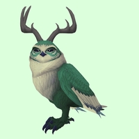 Green Somnowl w/ Pronged Antlers, No Ears, No Brows, Short Tail
