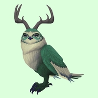 Green Somnowl w/ Pronged Antlers, No Ears, No Brows, Medium Tail
