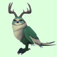 Green Somnowl w/ Pronged Antlers, No Ears, No Brows, Long Tail