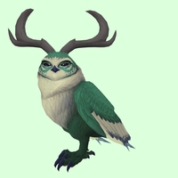 Green Somnowl w/ Crescent Antlers, No Ears, No Brows, Stub-Tail