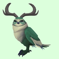 Green Somnowl w/ Crescent Antlers, No Ears, No Brows, Medium Tail