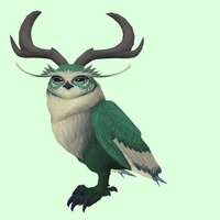 Green Somnowl w/ Crescent Antlers, No Ears, Wide Brows, Stub-Tail