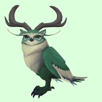 Green Somnowl w/ Crescent Antlers, Small Ears, Wide Brows, Medium Tail