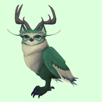 Green Somnowl w/ Pronged Antlers, Medium Ears, Wide Brows, Short Tail