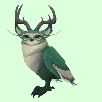 Green Somnowl w/ Pronged Antlers, Large Ears, Wide Brows, Stub-Tail