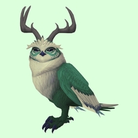 Green Somnowl w/ Pronged Antlers, No Ears, Crested Brow, Medium Tail