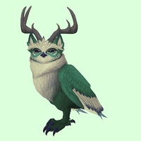 Green Somnowl w/ Pronged Antlers, Medium Ears, Crested Brow, Stub-Tail