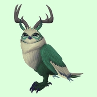 Green Somnowl w/ Pronged Antlers, No Ears, Horned Brows, Medium Tail