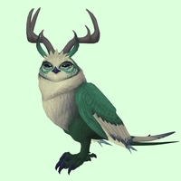 Green Somnowl w/ Pronged Antlers, No Ears, Horned Brows, Long Tail