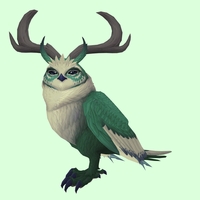 Green Somnowl w/ Crescent Antlers, No Ears, Horned Brows, Medium Tail