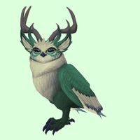 Green Somnowl w/ Pronged Antlers, Large Ears, Horned Brows, Stub-Tail