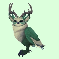 Green Somnowl w/ Pronged Antlers, Large Ears, Horned Brows, Short Tail