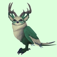 Green Somnowl w/ Pronged Antlers, Large Ears, Horned Brows, Long Tail
