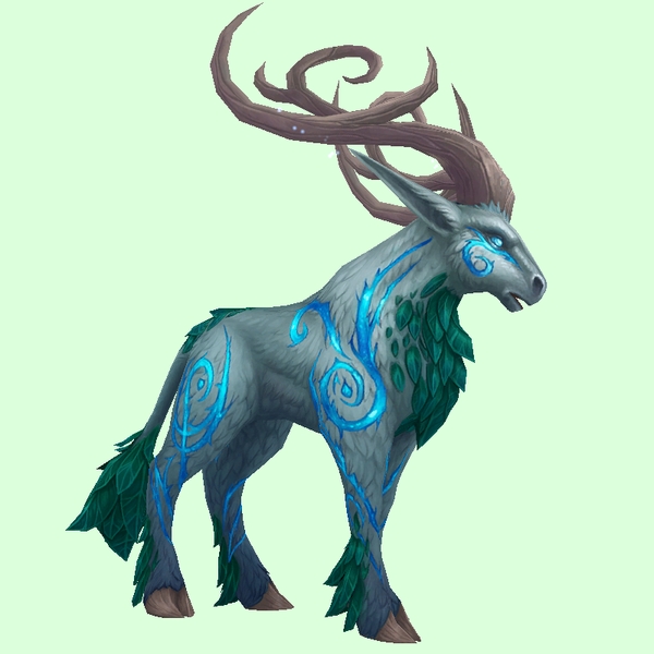 Silver & Green Runestag w/ Upswept Horns