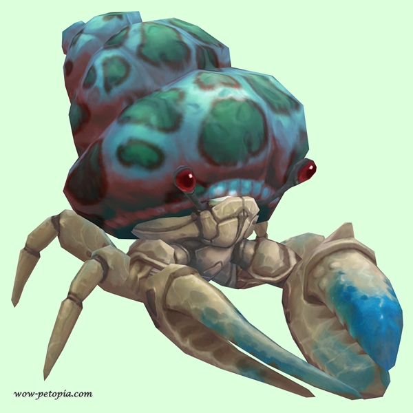 Blue & White Hermit Crab w/ Green-Spotted Teal Shell