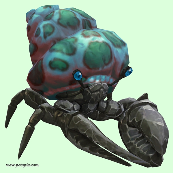 Onyx & Sapphire Hermit Crab w/ Green-Spotted Teal Shell