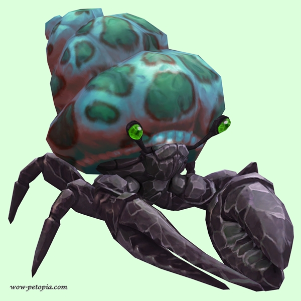 Onyx & Emerald Hermit Crab w/ Green-Spotted Teal Shell