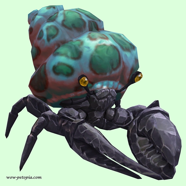 Onyx & Topaz Hermit Crab w/ Green-Spotted Teal Shell