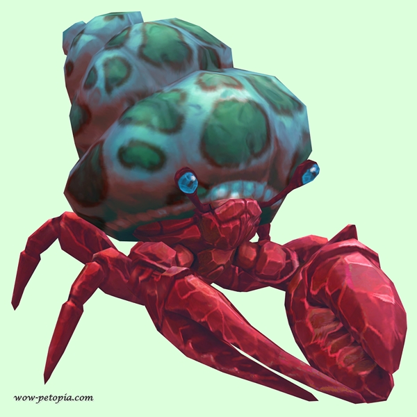 Ruby & Sapphire Hermit Crab w/ Green-Spotted Teal Shell