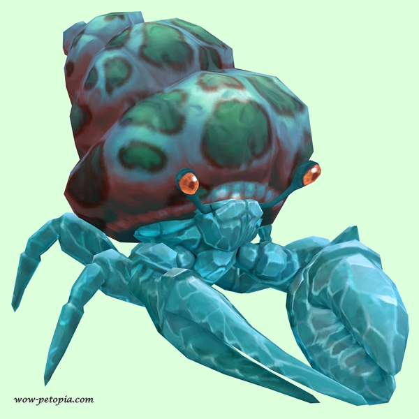 Diamond Hermit Crab w/ Green-Spotted Teal Shell