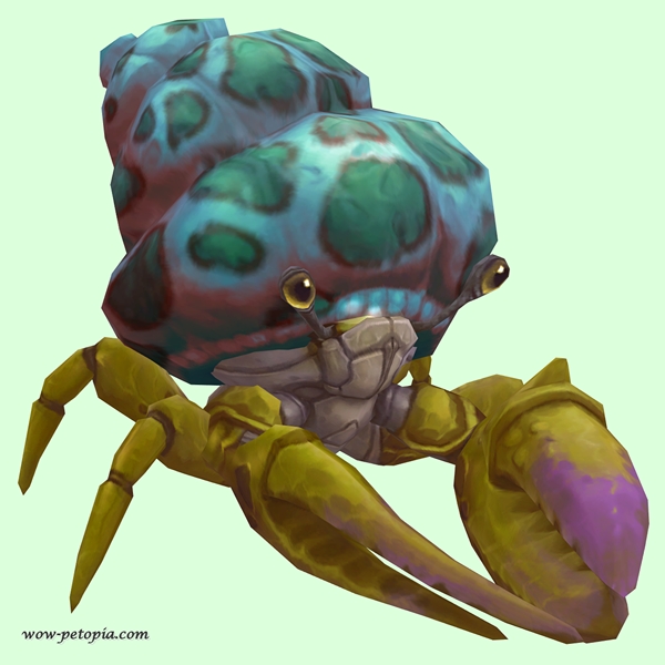 Green & Purple Hermit Crab w/ Green-Spotted Teal Shell