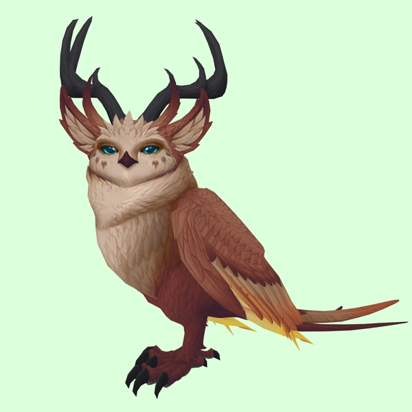 Brown Somnowl w/ Pronged Antlers, Large Ears, Horned Brows, Long Tail