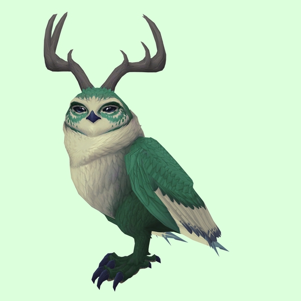 Green Somnowl w/ Pronged Antlers, No Ears, No Brows, Stub-Tail