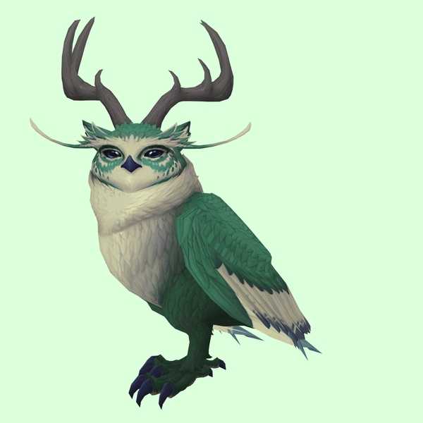 Green Somnowl w/ Pronged Antlers, Small Ears, Wide Brows, Stub-Tail